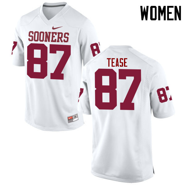Women Oklahoma Sooners #87 Myles Tease College Football Jerseys Game-White - Click Image to Close